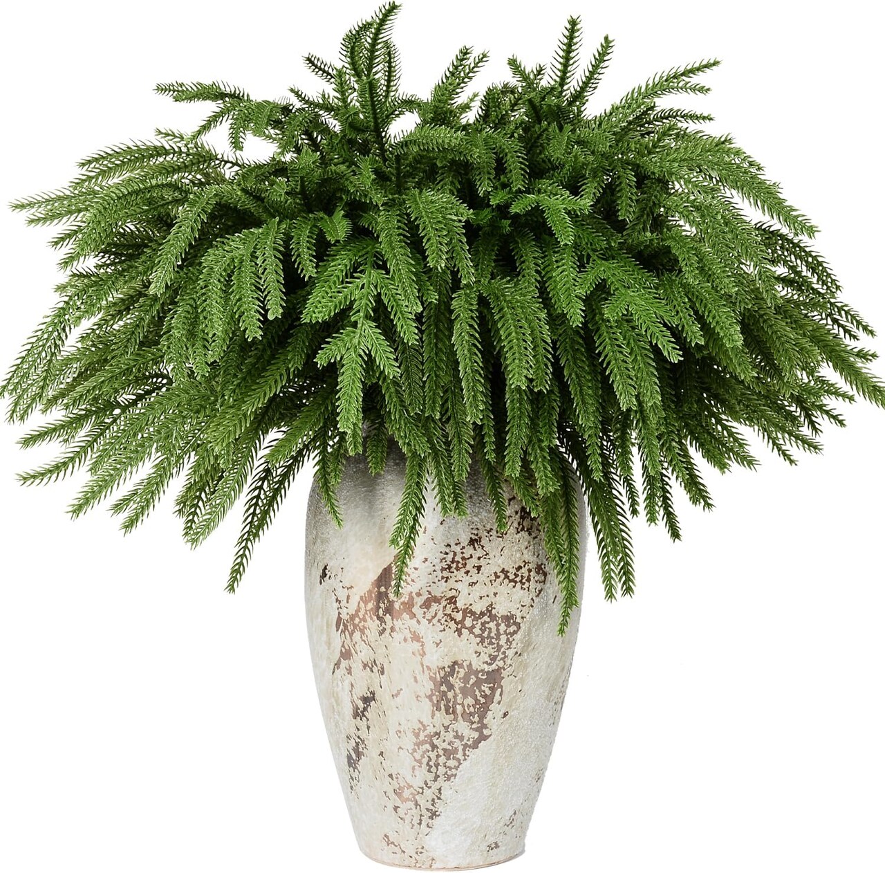 12 Pcs 18 Inch Real Touch Norfolk Pine Branches (Green) 4"D x 13"W x 0.75"H